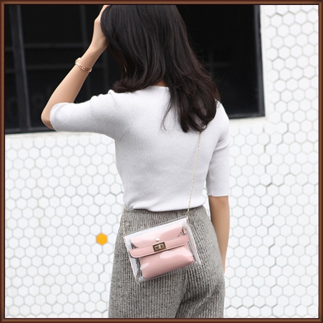 Túi Đeo Chéo Mini Trong Suốt Có Khóa Thời Trang Cho Nữ