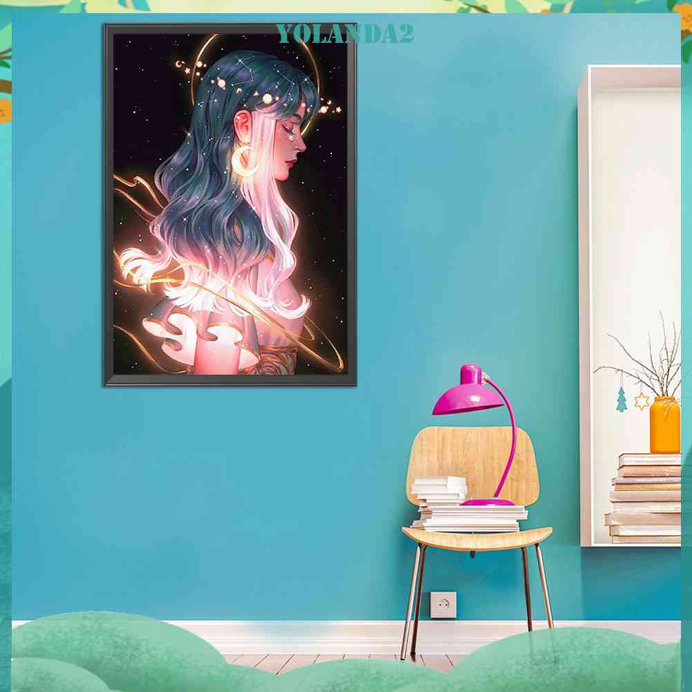 Tranh Đính Đá Kim Cương Toàn Bộ 5D DIY Hình Vẽ Cô Gái Trang Trí Nhà Cửa