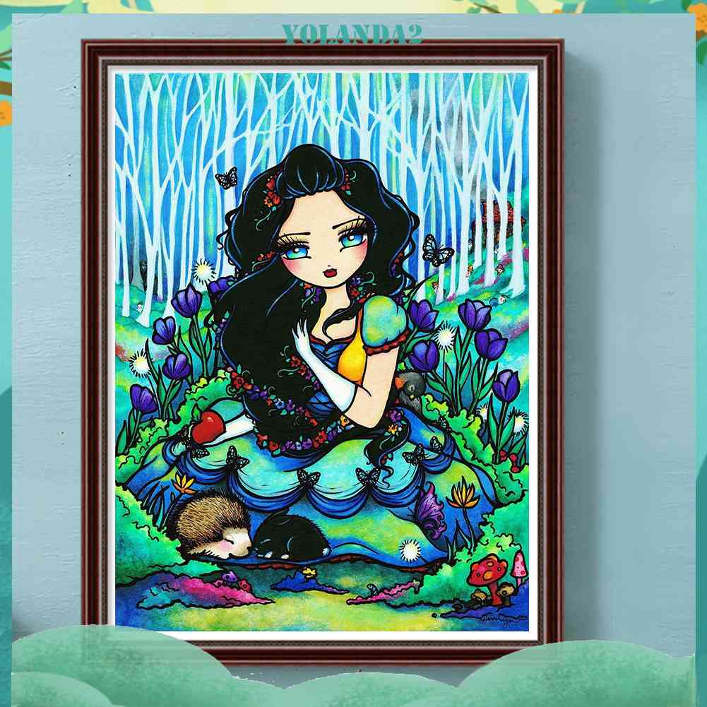 Tranh Đính Đá Kim Cương Toàn Bộ 5D DIY Hình Vẽ Cô Gái Và Hoa Trang Trí Nhà