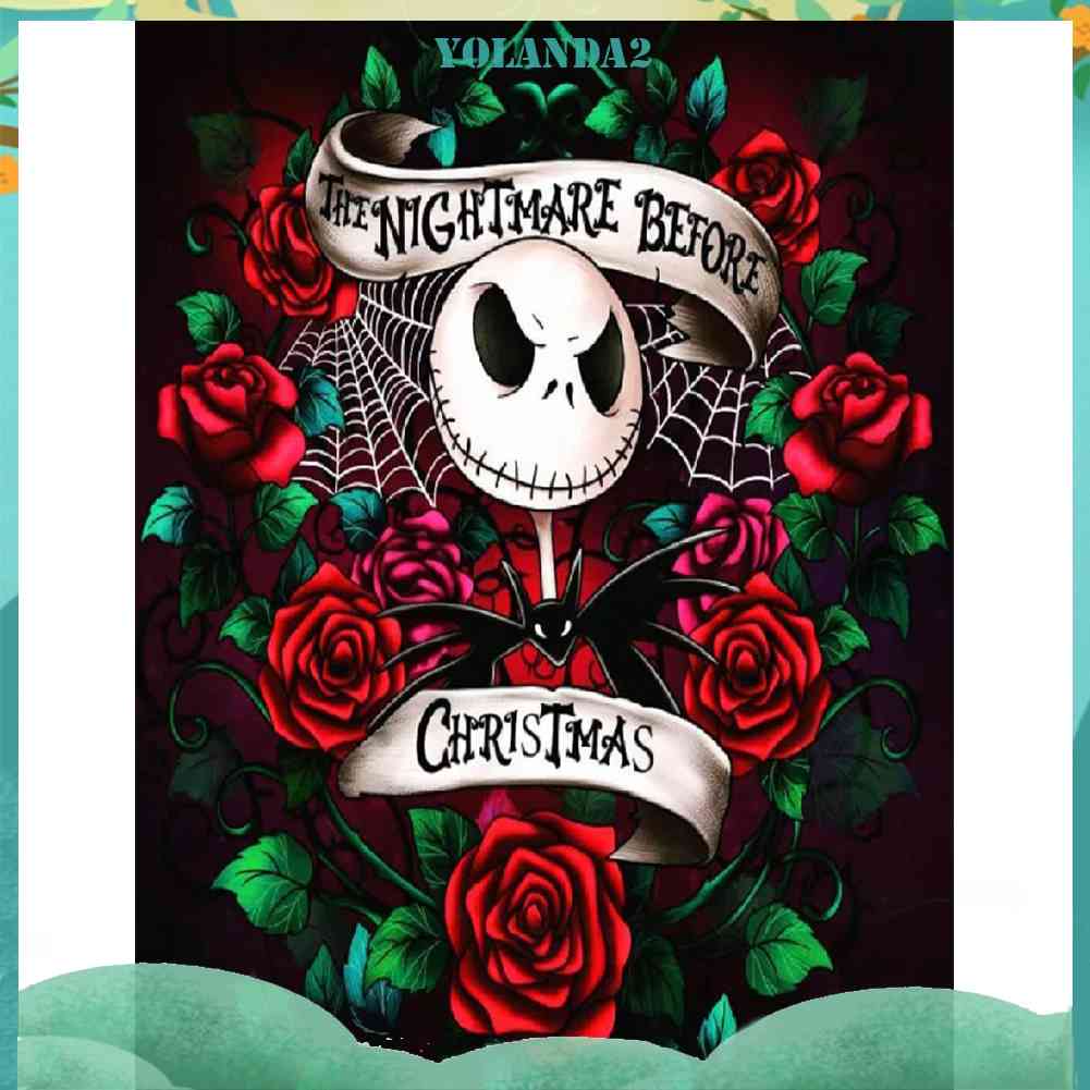 Tranh Đính Đá Kim Cương Toàn Bộ 5D DIY Hình Đầu Lâu Hoa Hồng