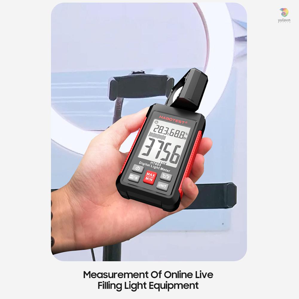 Máy Đo Độ Ẩm Kỹ Thuật Số HABOTEST HT603 200,000 Lux Có Màn Hình Hiển Thị LCD