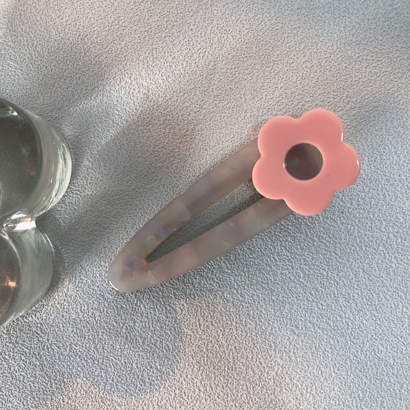 Kẹp Tóc Mỏ Vịt Bằng Acrylic Màu Sắc Tương Phản Họa Tiết Hoa Dễ Thương