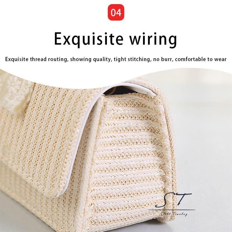 Túi Cói Đeo Chéo Đa Năng Đính Nơ CY03 Cho Nữ