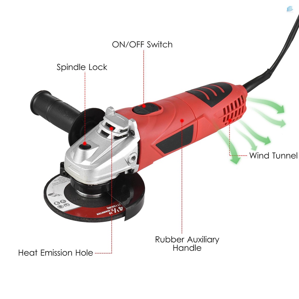 Máy Mài Góc 6-Amp 720W 4-1 / 2 &quot;/ 5 '' Với Bánh Xe Và Tay Cầm Phụ Kiện Cho Máy Mài