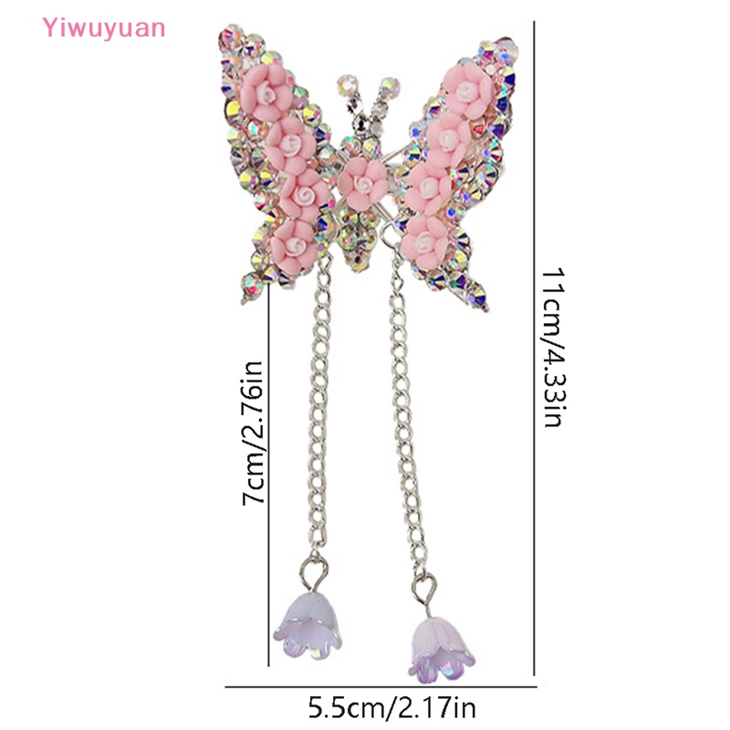 < Yiwuyuan > Kẹp Tóc Phối Cánh Bướm Tua Rua Dễ Thương Có Thể Di Chuyển Phụ Kiện Trang Sức Làm Quà Tặng Mới
