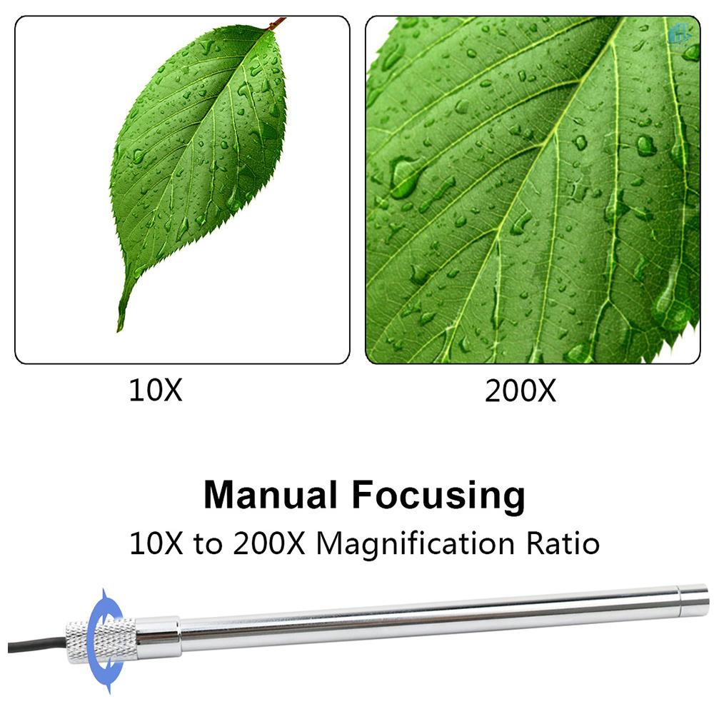 Kính Hiển Vi Kỹ Thuật Số s2mwvn IP67 Chống Thấm Nước IP67 Tích Hợp 8 Đèn LED Với Cảm Biến CMOS 10X-200X Cho Điện Thoại Android