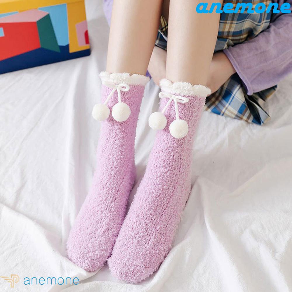 Đôi Vớ Lông Cừu San Hô Dày Dặn Ấm Áp Nhiều Màu Thời Trang Mùa Đông Cho Nữ