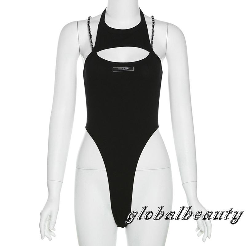 Áo Liền Quần Không Tay Hở Lưng In Chữ Thời Trang Cho Nữ