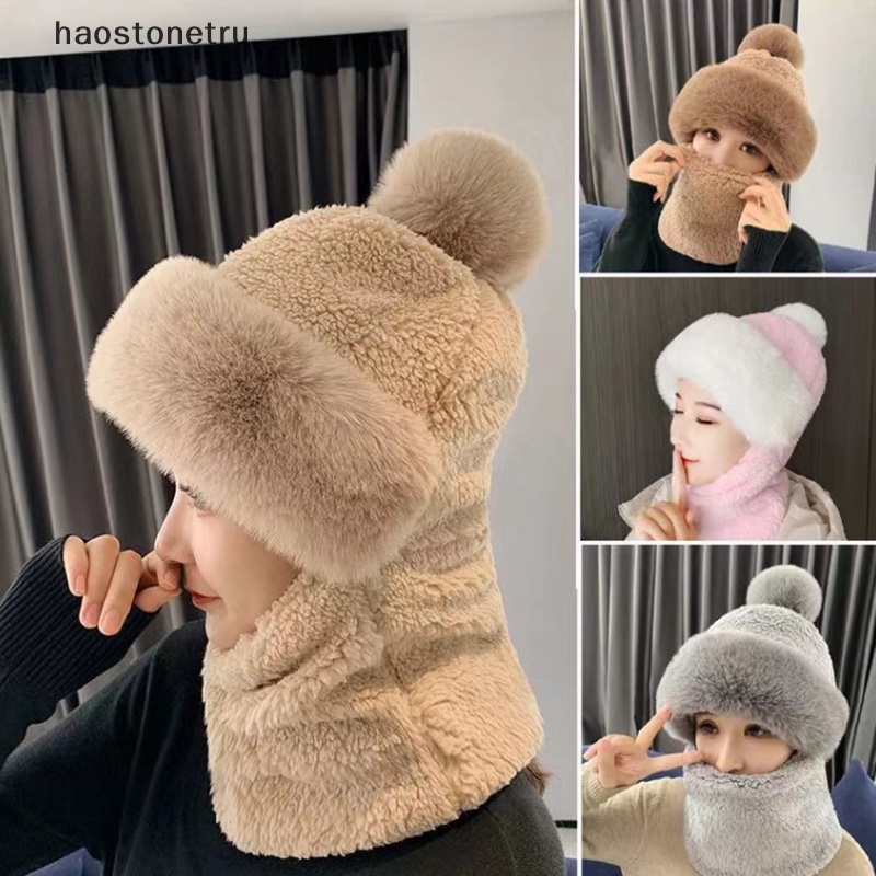 Bộ Nón Dệt + Khăn Choàng + Mặt Nạ Bằng Len Dệt Kim Cho Nữ