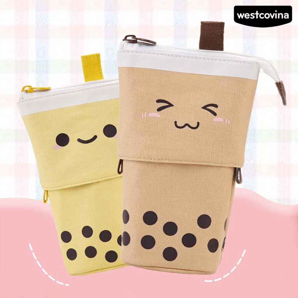 [COD]♪Túi Đựng Bút Bằng Vải Canvas Hình Trà Sữa Độc Đáo