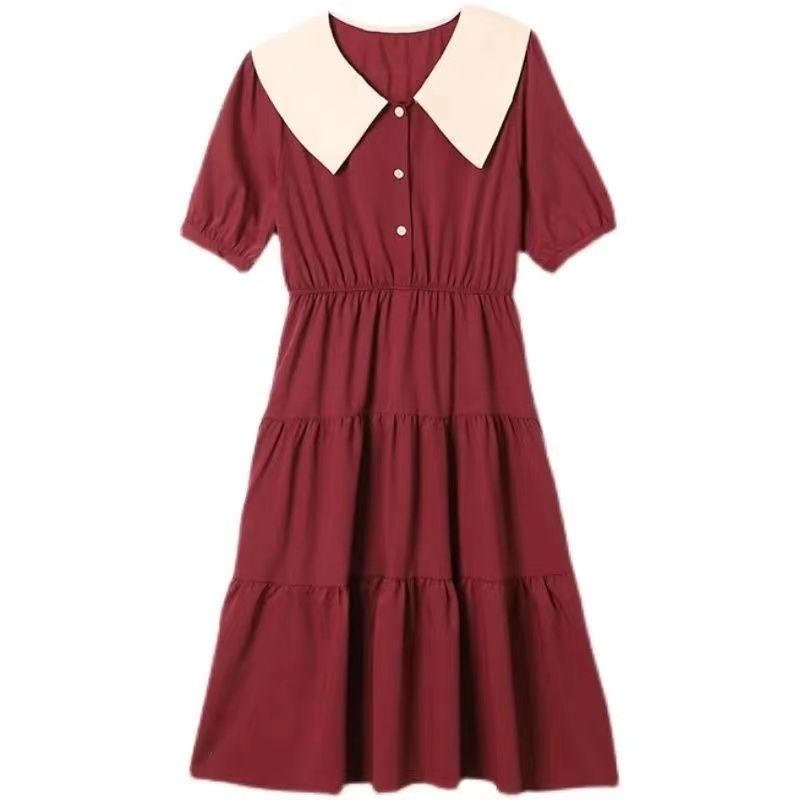 Đầm Dài Cổ Búp Bê Tay Ngắn Phong Cách Thời Trang Pháp Thời Trang Mùa Hè 2023