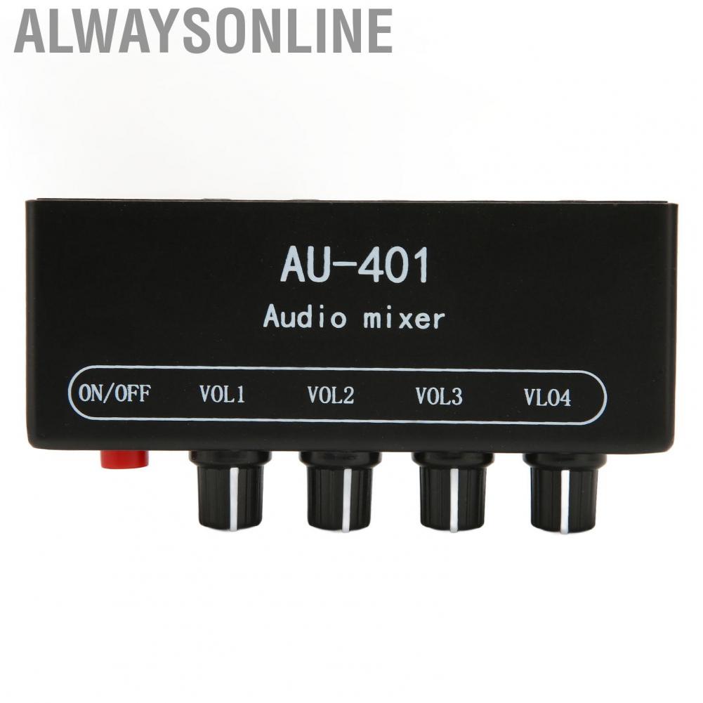 Alwaysonline 4 in 1 Out Mixer  Bass Treble Control Metal Shell 3.5mm Stereo for PC Amplifier