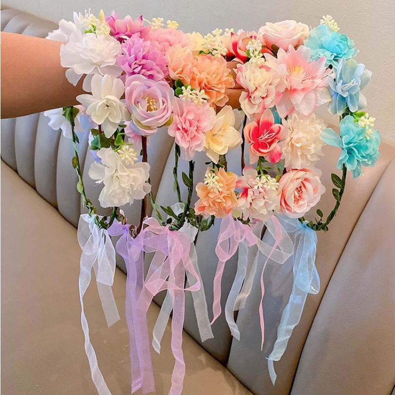 Băng Đô Cài Tóc Đính Hoa &amp; Vương Miện Thời Trang Hàn Quốc