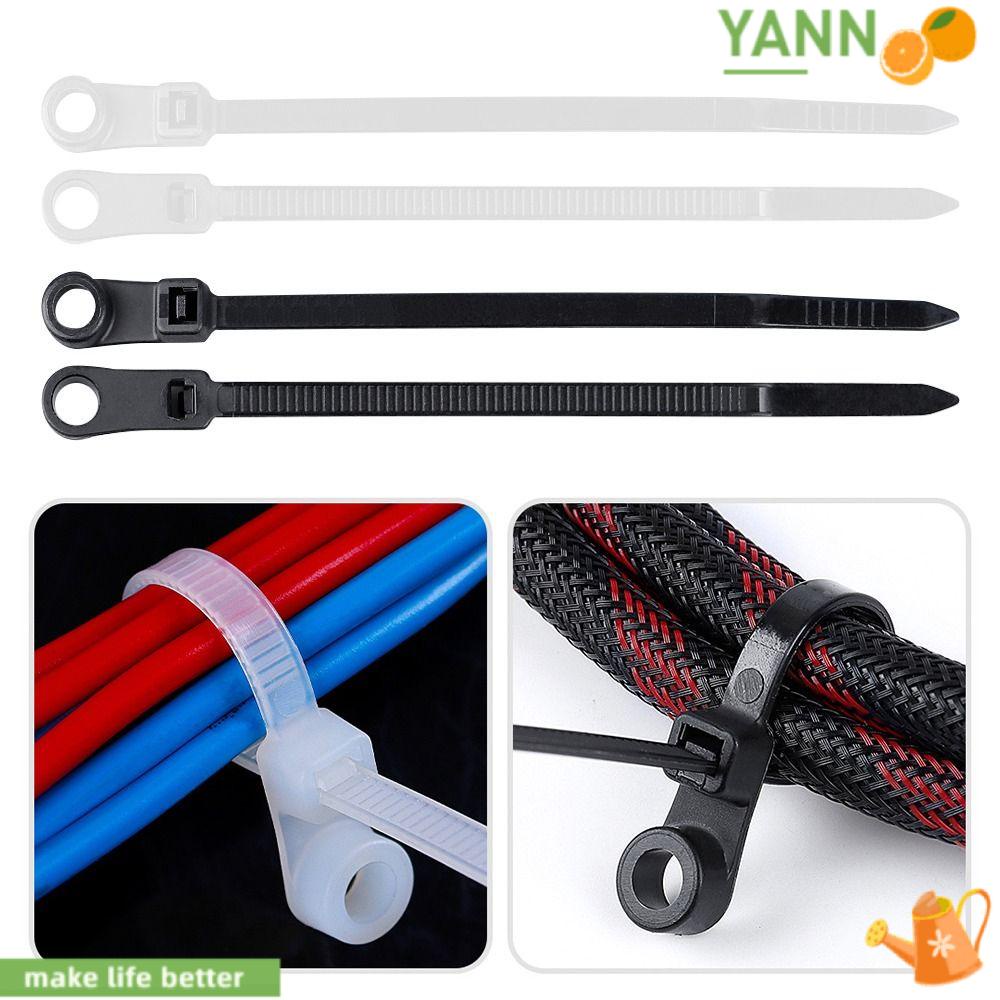 Bộ 100 Dây Rút Cố Định Dây Cáp Chất Liệu Nylon Thiết Kế Lỗ Tròn Tiện Dụng