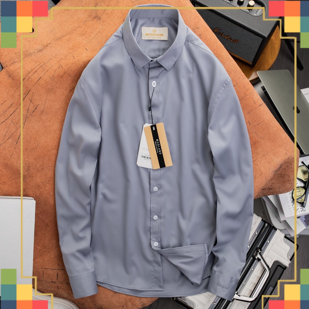 SHOP QAXK - Sơ Mi Nam Musland Xám Công Sở Đẹp Lịch Sự - đây là chiếc Sơmi không nhăn - SMML1H - - CHUẨN ĐẸP