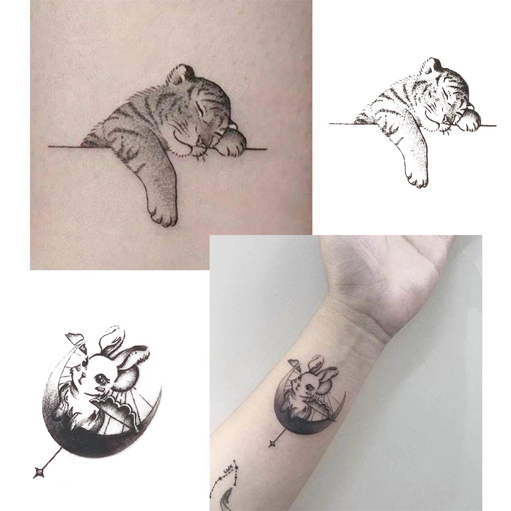 Set 10 Hình Xăm Giả Màu Trắng Đen Siêu Mỏng Có Thể Tháo Rời Cho Học Sinh