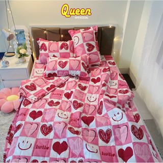 Bộ chăn hè 5 món cotton poly xinh bedding trần bông 3 lớp kt 1m8x2m