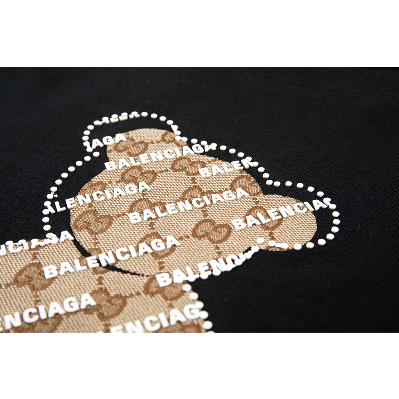 Ba Balenciag55-Áo Thun Tay Ngắn In Hình Gấu 3D Bằng Silicon Thời Trang