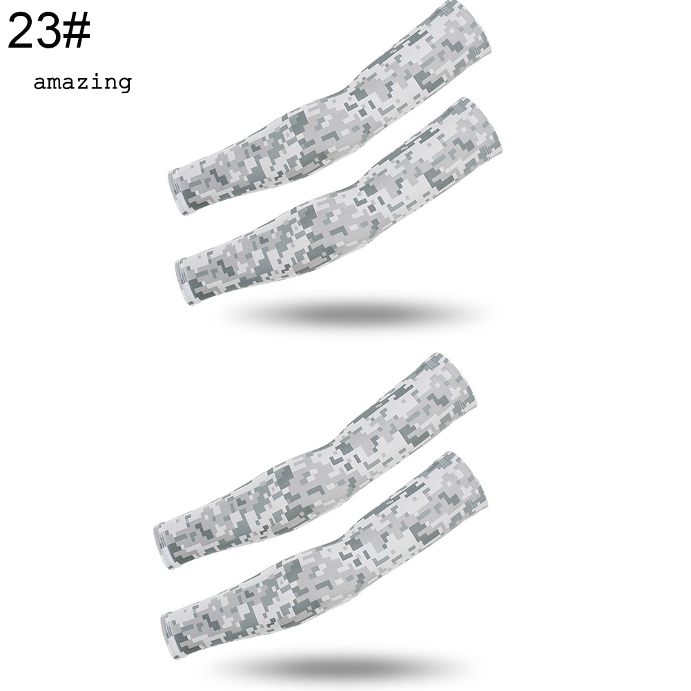 Set 2 Đôi Găng Cánh Tay Thể Thao Chống Tia UV Họa Tiết Rằn Ri Unisex