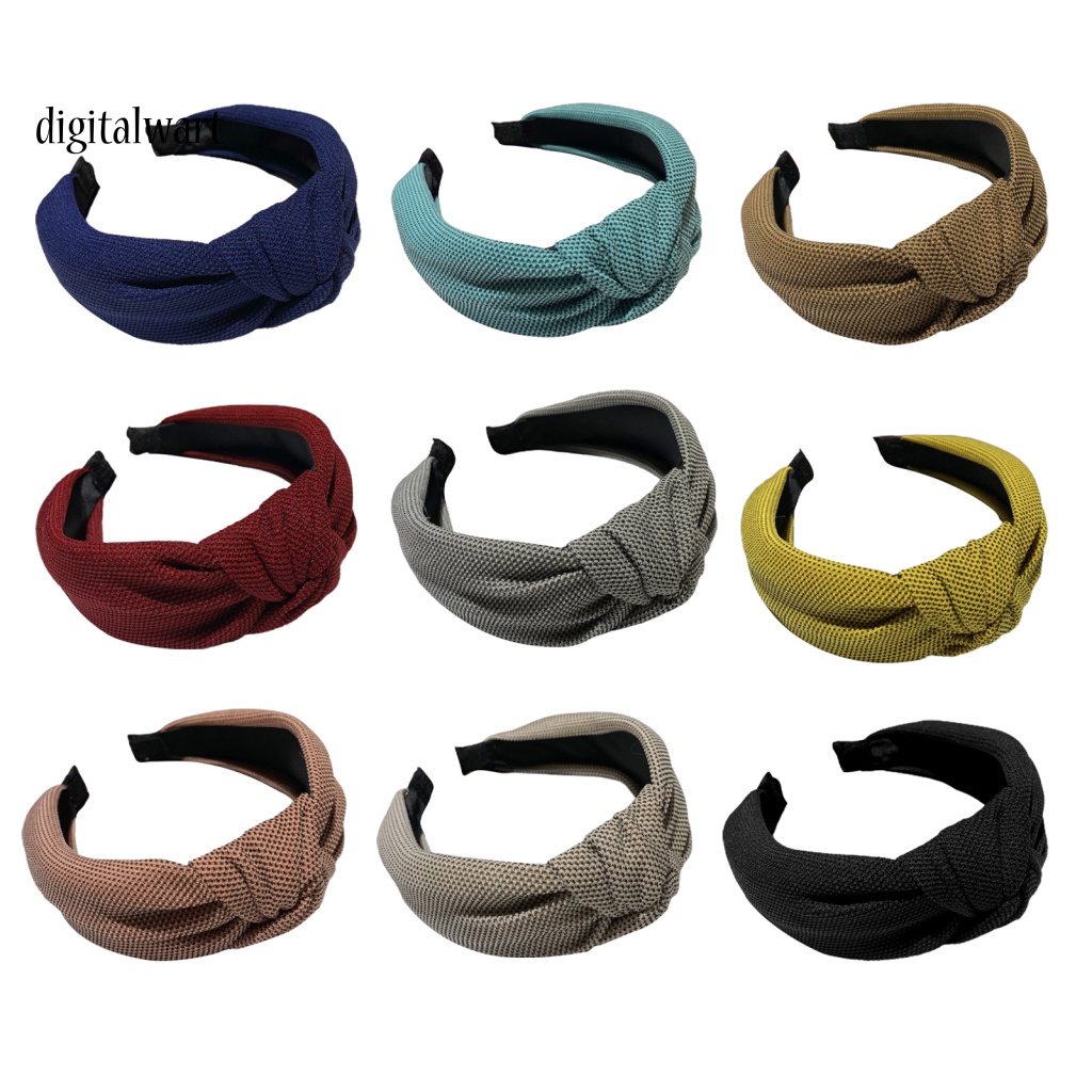 Kỹ Thuật Số| Băng Đô Cài Tóc Dệt Kim Kiểu Thắt Nút Màu Sắc Tinh Khiết Cổ Điển