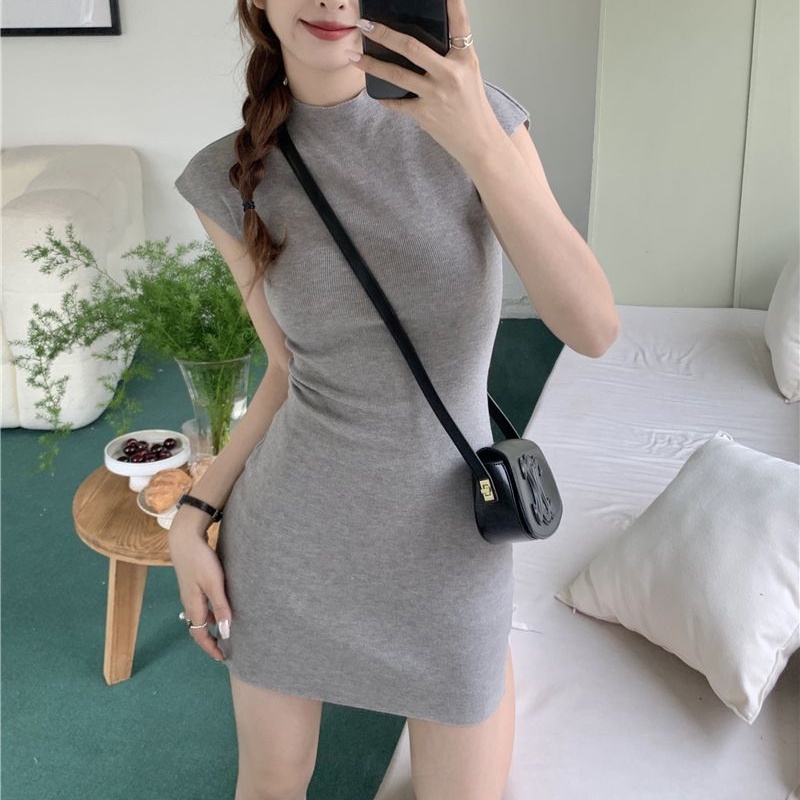 COZOK Đầm Dệt Kim Tay Cánh Tiên Màu Sắc Thanh Lịch Cho Nữ