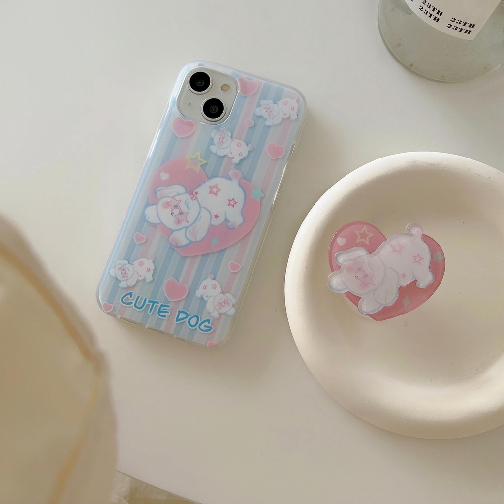 Ốp Điện Thoại Imd Silicone Mềm Trong Suốt In Hình Chú Chó Hoạt Hình Có Giá Đỡ Cho iPhone11 12 13 14 Pro Max