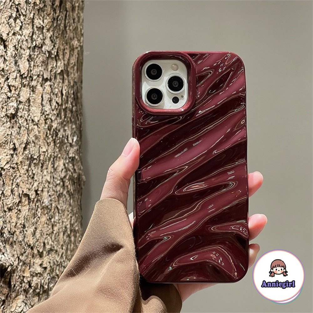 Ốp Điện Thoại TPU Mềm Màu Đỏ Rượu 3D Cho IPhone 11 14 Pro Max 13 Pro Max 12 IPhone X XS XR XS Max IPhone 7 8 Plus 6 Plus