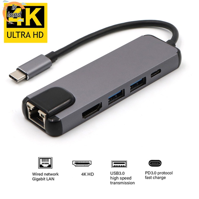 Bộ Chia 3 Cổng Usb 3.0 Type c Sang Rj45 HD-MI Chuyên Dụng Chất Lượng Cao