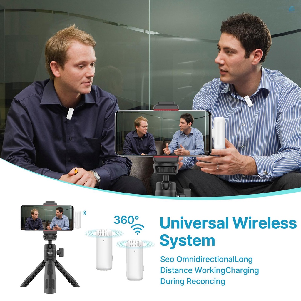 Hệ Thống Micro Không Dây smartwatchinone Ulanzi J12 Kèm 1 Đầu Nhận Và 2 Micro 20M Tích Hợp Pin Sạc Type-C Cho Android