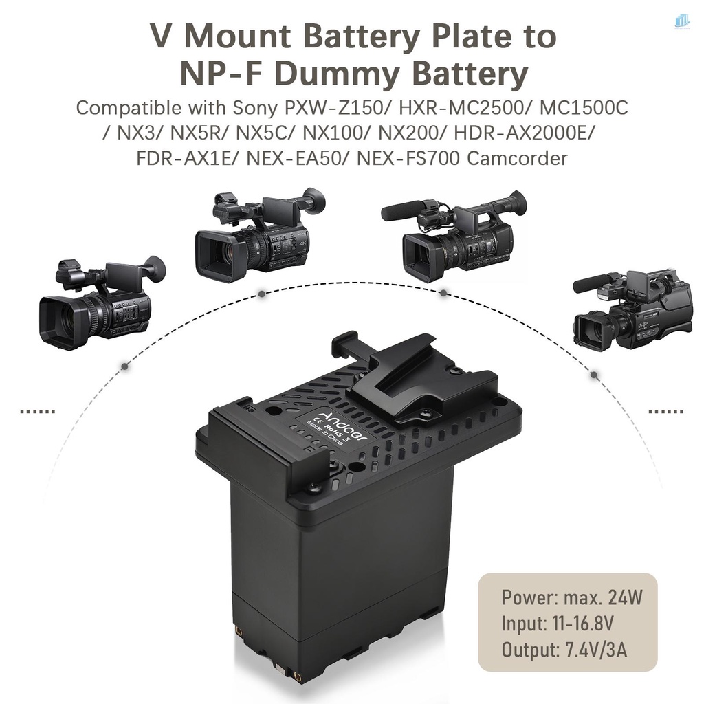 ANDOER Chip Chuyển Đổi Pin Chữ V NP-F Cho PXW-Z150 / HXR-MC2500 / MC1500C / NX3 / NX5R / NX5C / NX10