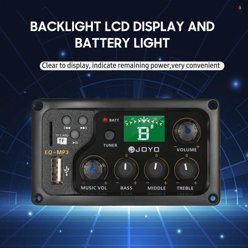 Hệ Thống Điều Chỉnh EQ 3 Băng Tần JOYO EQ-MP3 Có Màn Hình LCD Cho Đàn Guitar Acoustic