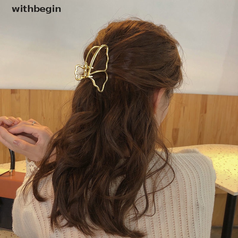 Kẹp Tóc Kim Loại Hình Bướm Màu Vàng Thời Trang Thanh Lịch