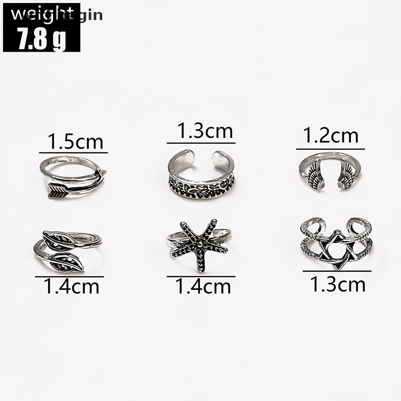 Bộ 6 Nhẫn Đeo Ngón Chân Bằng Hợp Kim Họa Tiết Gợn Sóng Có Thể Điều Chỉnh Kích Thước Cho Nữ