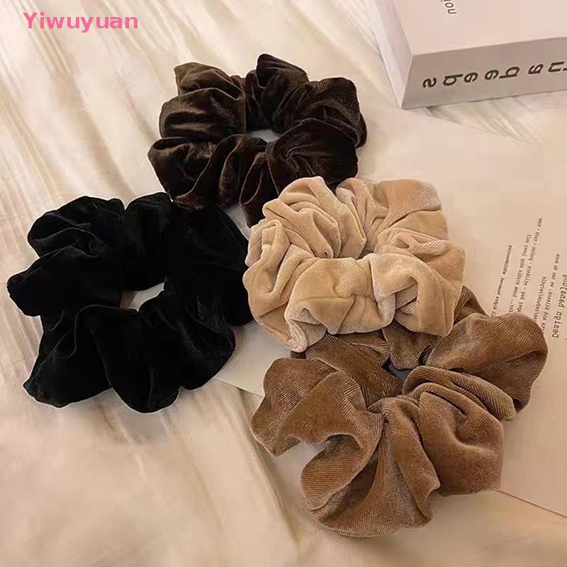 Dây Cột Tóc Cao Su Co Giãn Bọc Nhung Mềm Mại Thời Trang Cổ Điển Cho Nữ
