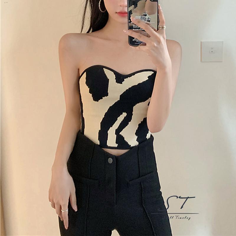 Áo Croptop Không Dây Dáng Ôm In Họa Tiết Bò Sữa Thời Trang Mùa Hè CY03 Cho Nữ