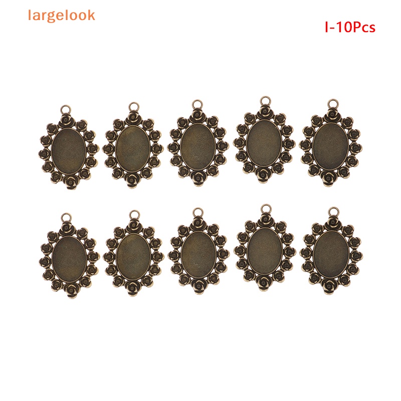 Set 10 Đế Đỡ Mặt Dây Chuyền Hình Oval 18 * 25MM Phong Cách Cổ Điển