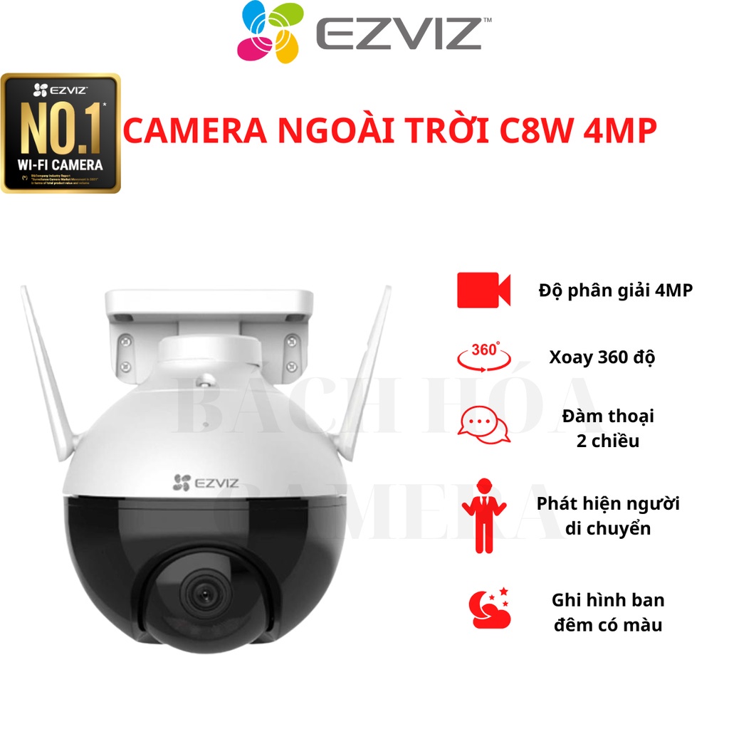 Camera ngoài trời Wifi EZVIZ H8C Full HD 1080P/2K/2K+, C8W 4MP 2K  xoay 360 độ Tích hợp AI -Có màu ban đêm
