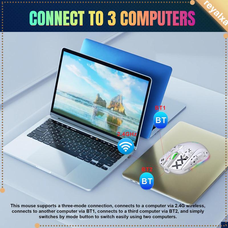 Chuột Chơi Game 2.4G Hai Chế Độ BT + USB) Có Đầu Nhận Tín Hiệu USB Tiện Dụng 3600 DPI Cho PC / Laptop