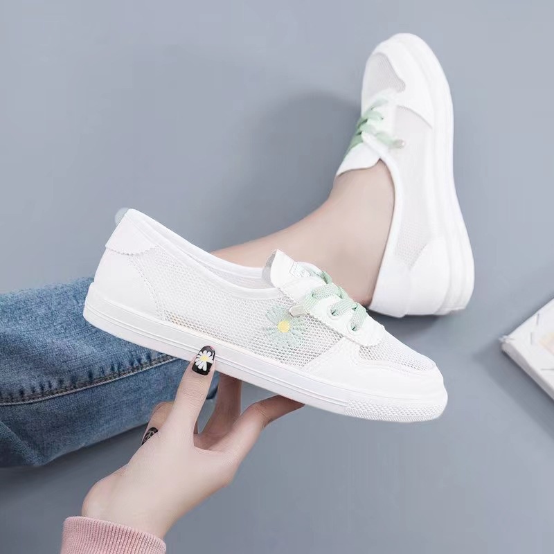 Giày Thể Thao Trắng Phối Lưới Thoáng Khí Thời Trang Mới Cho Nữ-AA0329