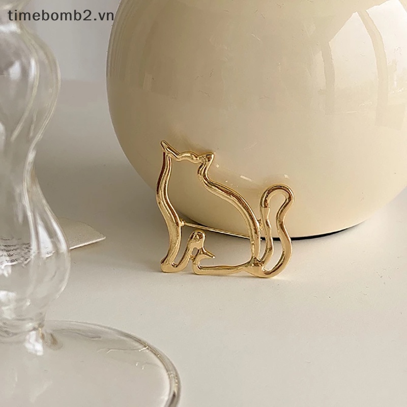 {Timebomb} Ghim Cài Khăn Quàng Cổ Hình Mèo Khoét Rỗng Dày Dặn Dễ Thương Cá Tính Trang Trí Khăn Cho