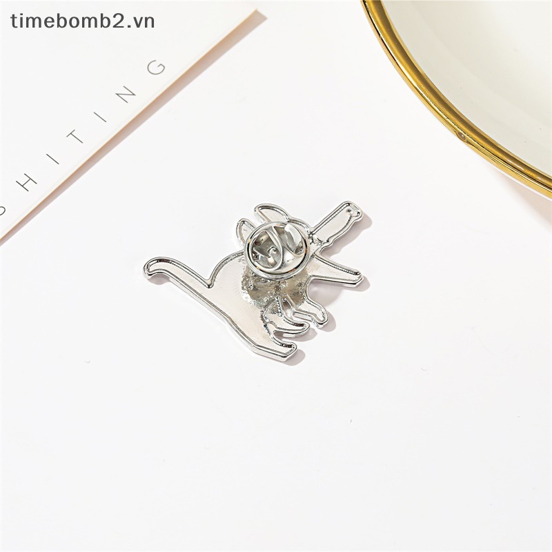 {Timebomb} Trâm Cài Áo Tráng Men Hình Mèo Đen Hoạt Hình Sáng Tạo