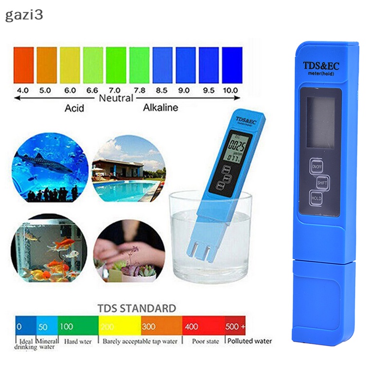 Bút Đo Độ PH Kỹ Thuật Số Cầm Tay 3 Trong 1 Có Màn Hình LCD TDS EC