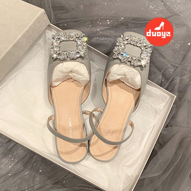 Duoya Factory~[Hàng Có Sẵn]~ Giày Sandal Gót Thấp Dày Hở Ngón Có Khóa Cài Hình Vuông Phong Cách Mùa Hè Kiểu Mới Dành Cho Bạn Nữ Mang Dịp Lễ Hội Mùa Hè 2022