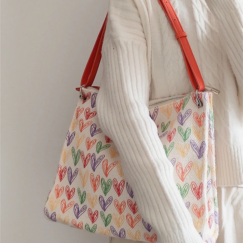 Túi tote Vải canvas Cỡ Lớn Màu Sắc Ngọt Ngào Thời Trang Cho Nữ