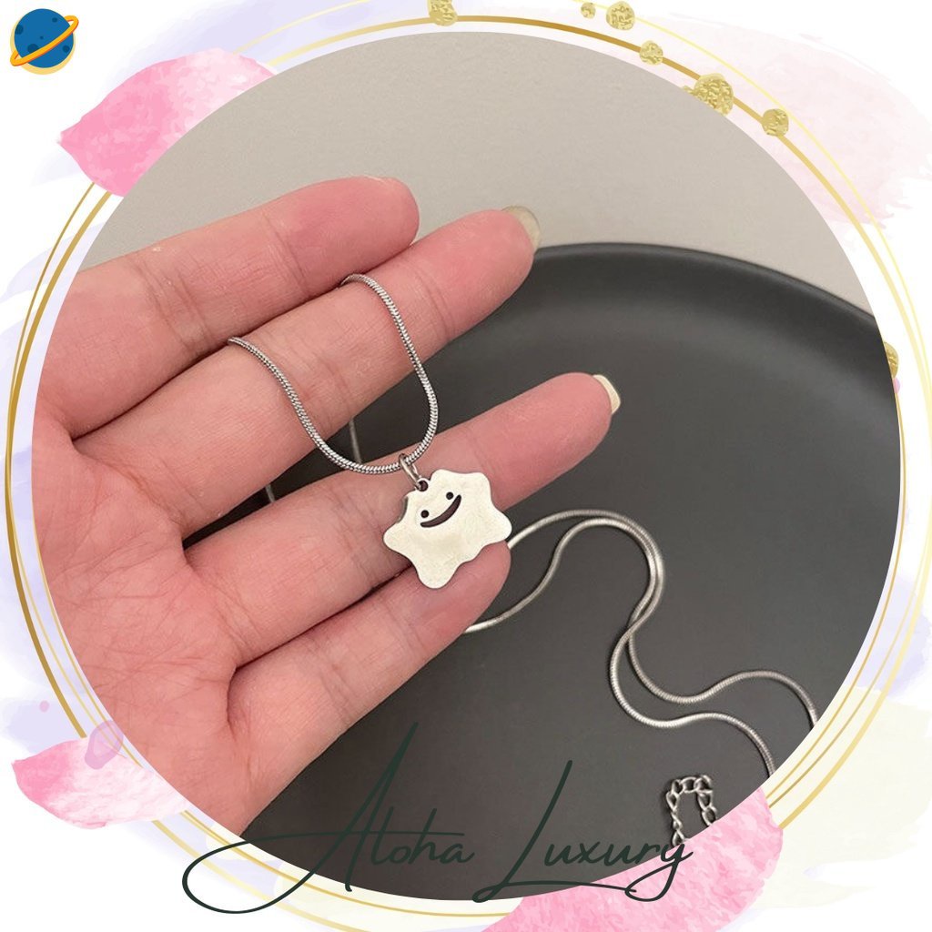 Dây Chuyền Mạ Bạc / Bạc Mặt Hình Quái Vật Cười Và Xương Rắn Dễ Thương Thời Trang Cho Nữ Y2K