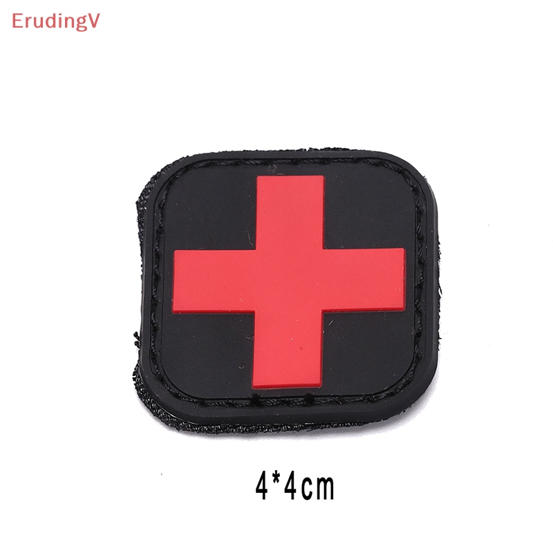 Huy Hiệu Sinh Tồn Ngoài Trời Hình Móc Chữ Thập Bằng pvc Màu Đỏ 4X4Cm