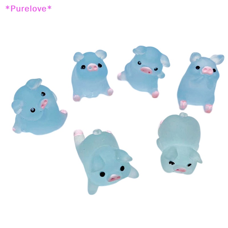 Set 1 / 5 chú heo dạ quang mini QrhYK bằng nhựa resin trang trí bảng điều khiển xe hơi / nhà cửa DIY