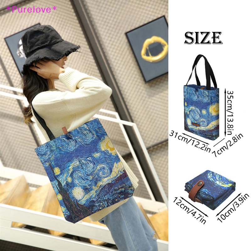 Túi Tote In Tranh Sơn Dầu Van Gogh Tái Sử Dụng Được Tiện Lợi Mới