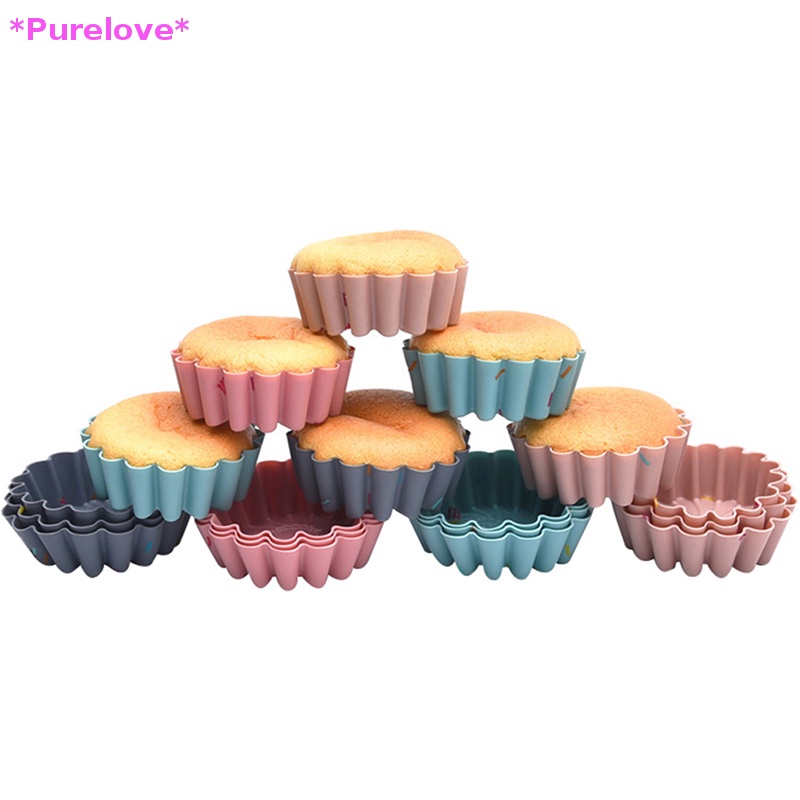 Set 6 Khuôn Làm Bánh Muffin Bằng Silicon Cấp Thực Phẩm Tái Sử Dụng Tiện Lợi Mới