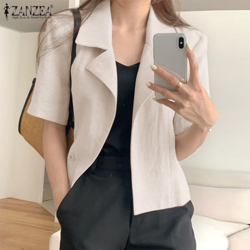 Áo khoác nữ ZANZEA ngắn tay cổ bẻ thời trang Hàn Quốc